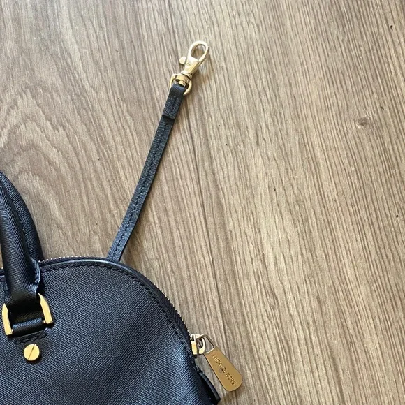 Michael Kors Black Saffiano Leather Satchel Bag Gold Hardware - Picture 3 of 16